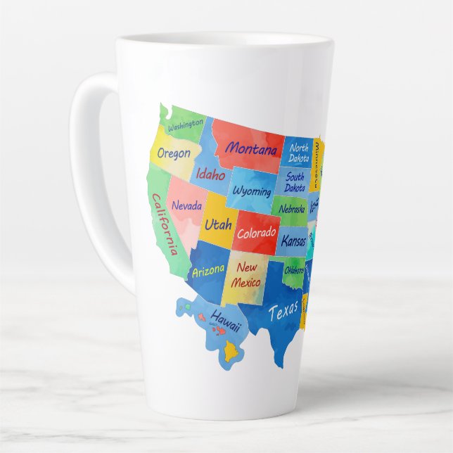 CANECA DE CAFÉ LATTE MAPA EUA (Ângulo esquerdo)