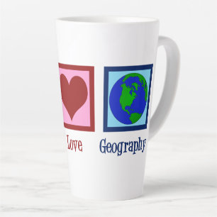 Caneca De Café Latte Mapa Mundial do Professor de Geografia do Peace Lo