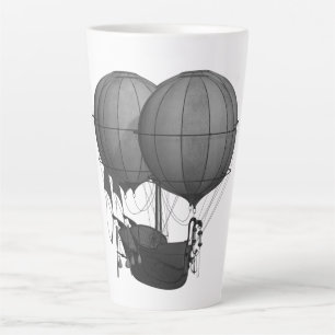 Caneca De Café Latte Máquina de Voo Design a Preto e Branco