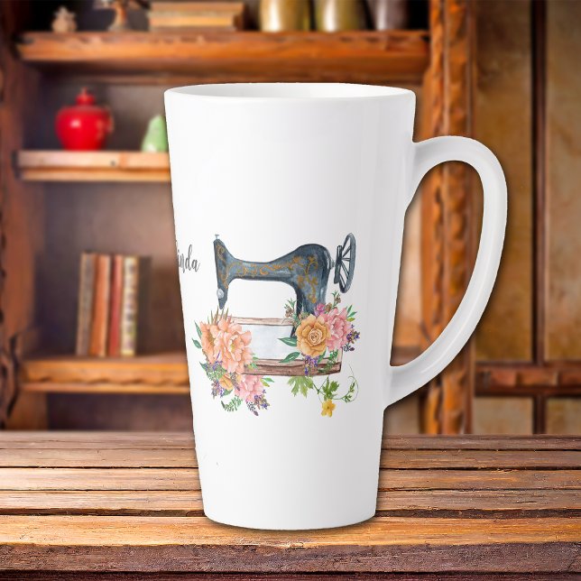 Caneca De Café Latte Máquina Floral de Serradura (Criador carregado)