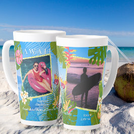 Caneca De Café Latte Mar de Memórias de Viagem do Paraíso Tropical