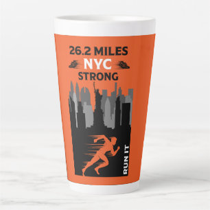 Caneca De Café Latte Marathon Runner New York 26.2
