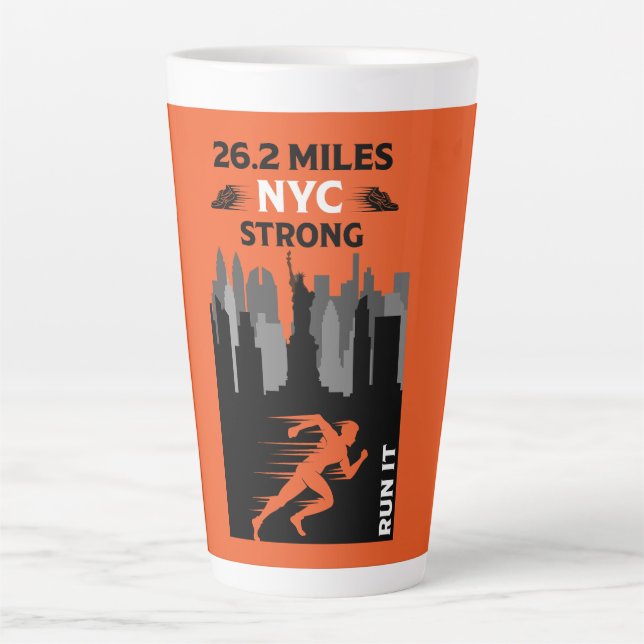 Caneca De Café Latte Marathon Runner New York 26.2 (Frente)