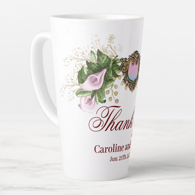 Caneca De Café Latte Maravilhosa Callas Lily rosa (Ângulo esquerdo)