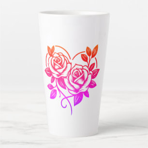Caneca De Café Latte Marca Floral Rosa Bonita