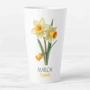 Caneca De Café Latte Março Aniversário Daffodil Nascimento Flor Persona