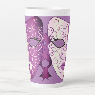 Caneca De Café Latte Mardi Gras Máscara Latte Mug II 17 oz