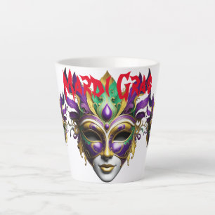 Caneca De Café Latte Mardi Gras Mask Thunder_Cove