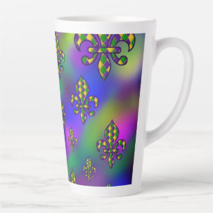 Caneca De Café Latte Mardi Gras Pattern