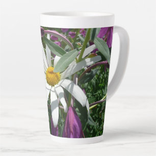 Caneca De Café Latte Margarida e Epilóbio Silvestre