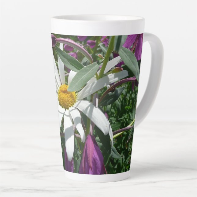 Caneca De Café Latte Margarida e Epilóbio Silvestre (Ângulo direito)