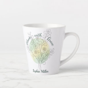 Caneca De Café Latte Margarida Flor de Nascimento de Abril Personalizad