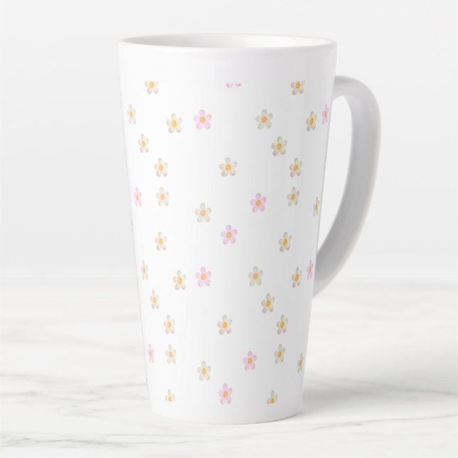 Caneca De Café Latte Margaridas de Bolhas  (Ângulo direito)