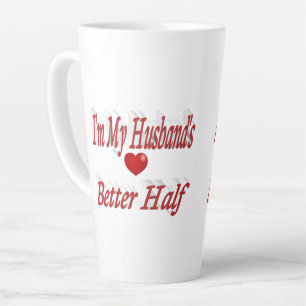 Caneca De Café Latte Marido canta engraçada texto vermelho