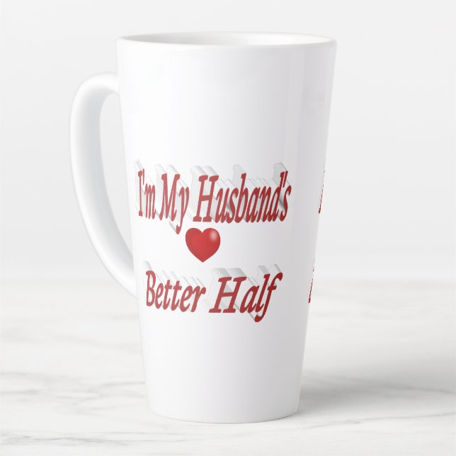 Caneca De Café Latte Marido canta engraçada texto vermelho (Ângulo esquerdo)