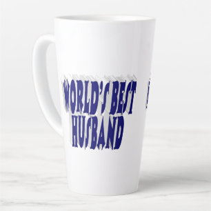 Caneca De Café Latte Marido com texto azul escuro