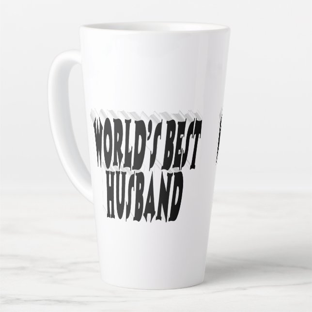 Caneca De Café Latte Marido com texto preto (Ângulo esquerdo)