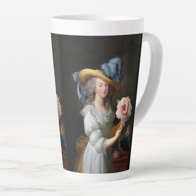 Caneca De Café Latte Marie Antoinette com Flor Anêmona Rosa (Ângulo direito)
