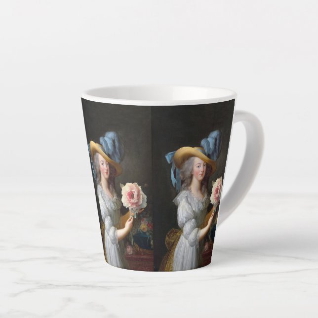 Caneca De Café Latte Marie Antoinette com Flor Anêmona Rosa (Ângulo direito)