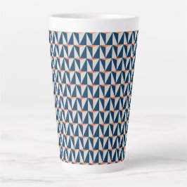 Caneca De Café Latte Marinho Azul e Cinza Geométrica