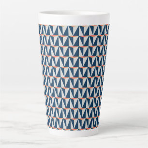 Caneca De Café Latte Marinho Azul e Cinza Geométrica