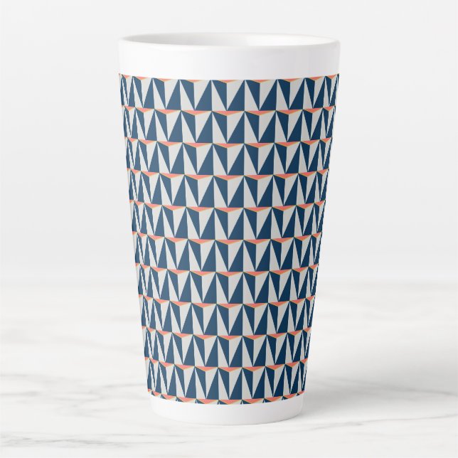 Caneca De Café Latte Marinho Azul e Cinza Geométrica (Frente)