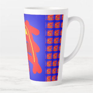 Caneca De Café Latte Marinho azul e vermelho padrões abstinentes brilha