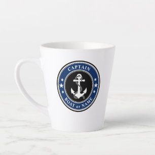 Caneca De Café Latte Marinho do Capitão Barco ou Nome da Corda Náutic
