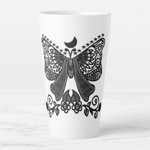 Caneca De Café Latte Mariposa Luna Mística   Arte de Inseto Gótico Cele