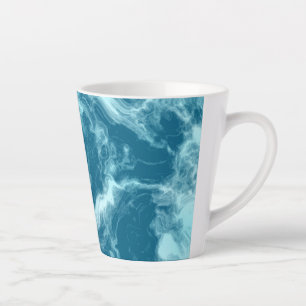 Caneca De Café Latte Mármore de água azul
