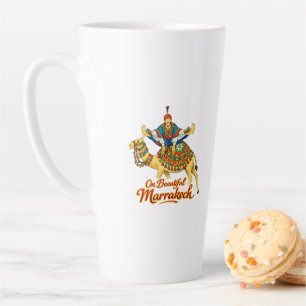 Caneca De Café Latte Marrakech Marrocos Desenho Vibrante Viagem Arte