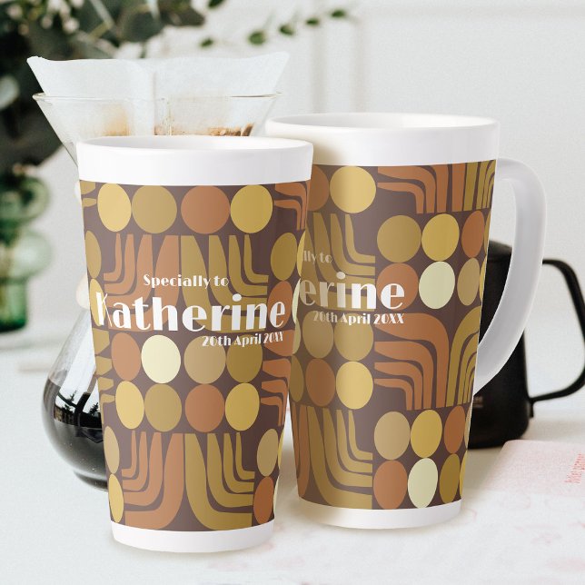 Caneca De Café Latte Marrom Escuro Boêmio (Bohemian Dark Brown Latte Mug)