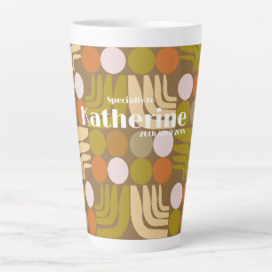Caneca De Café Latte Marrom Laranja Verde Boêmio