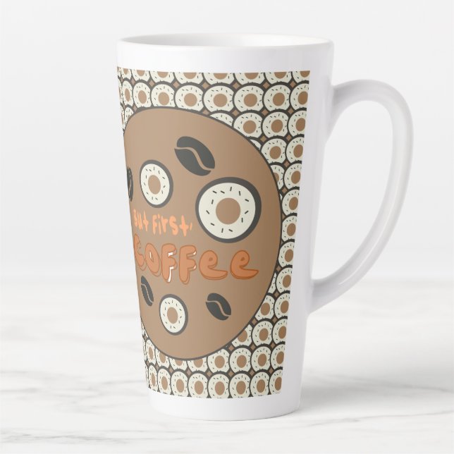 Caneca De Café Latte Mas Primeiro Donuts Cobertos com Glacê de Café Mar (Direita)