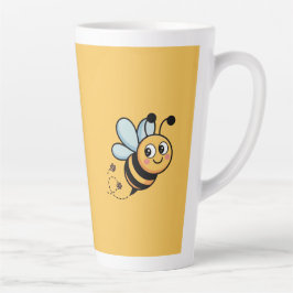 Caneca De Café Latte Mascote de Abelha Amigável para Crianças com Trilh