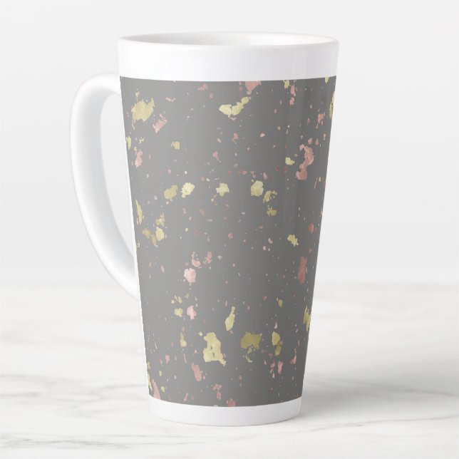 Caneca De Café Latte Matar as Cinzas Douradas e Rosa Douradas dos Floco (Ângulo esquerdo)