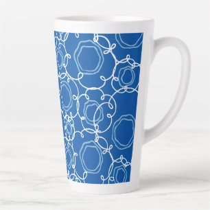 Caneca De Café Latte Matriz Floral Abstrata (Azul Real) Arte Refinada