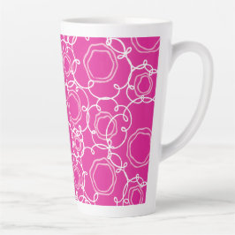 Caneca De Café Latte Matriz Floral Abstrata (Rosa Quente) Arte Refinada