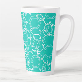Caneca De Café Latte Matriz Floral Abstrata (Turquesa) Arte Refinada