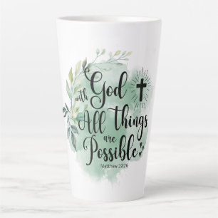 Caneca De Café Latte Matthew 19:26 Com Deus todas as coisas Possíveis F