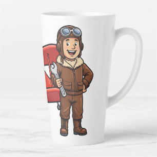 Caneca De Café Latte Mecânico de Desenho Animado Fofo com Ilustração de