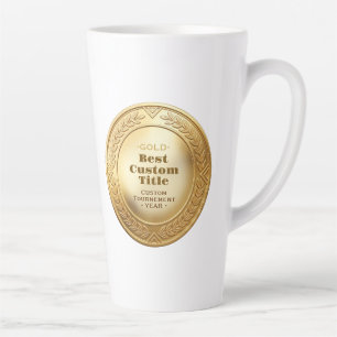 Caneca De Café Latte Medal Personalizado 3D Realista Folha de Ouro Edit