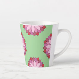 Caneca De Café Latte Medalhão Verde-Asiático Pastel Rosa Floral