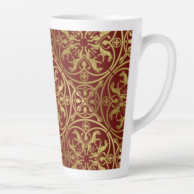 Caneca De Café Latte Medieval Renaisance Herald Lion Leopard Metálico (Direita)