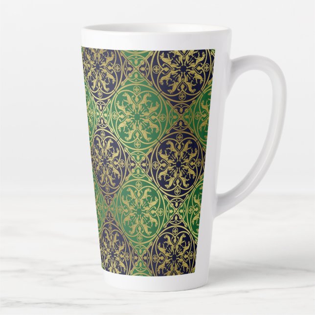 Caneca De Café Latte Medieval Renaisance Herald Lion Leopard Metálico (Direita)