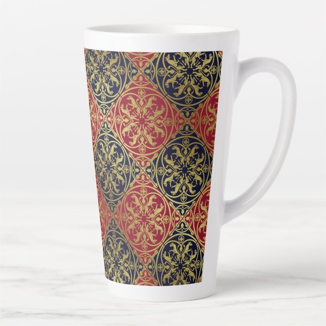 Caneca De Café Latte Medieval Renaisance Herald Lion Leopard Metálico (Direita)
