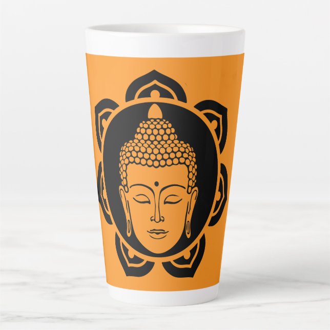Caneca De Café Latte Meditação de Cabeça de Buda (Frente)