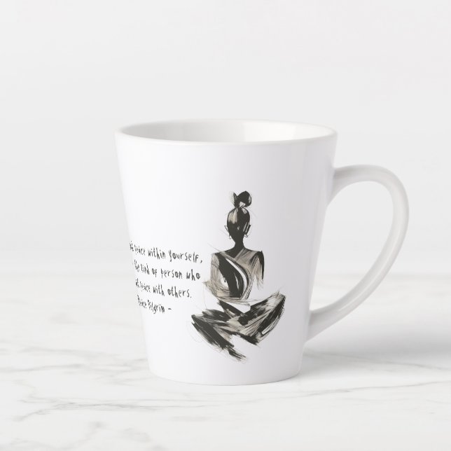 Caneca De Café Latte Meditação de Instrutor Yoga Pose Pose Pincel Citaç (Direita)