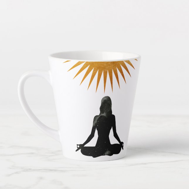 Caneca De Café Latte Meditação de Manhã (Esquerda)