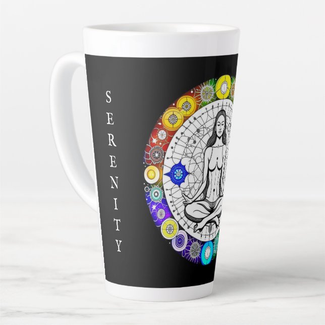 Caneca De Café Latte Meditação Pacífica Tranquilidade e Serenidade (Ângulo esquerdo)